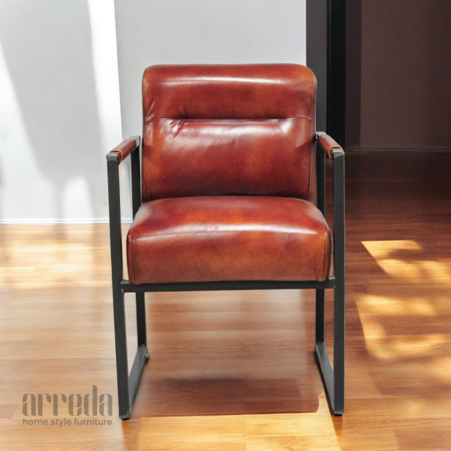 Scaun de piele naturală vegas piele industrial cognac
