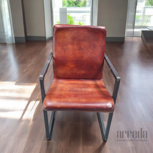 Scaun de piele naturală wave piele industrial cognac