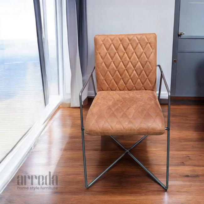 Scaun de piele regenerată mary bul cognac