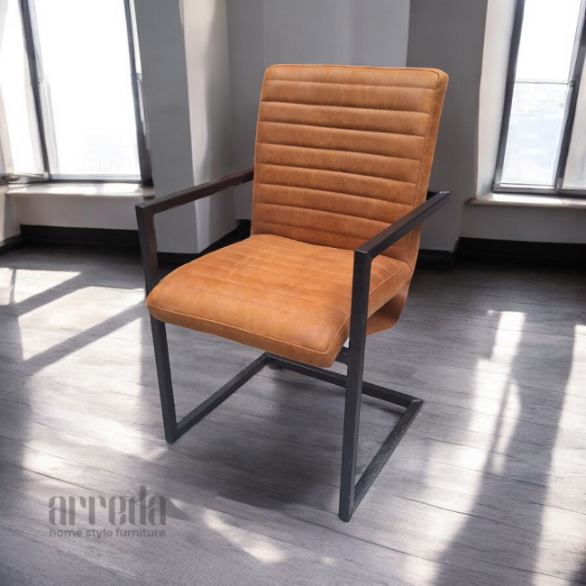 Scaun de piele regenerată sabina piele bull cognac