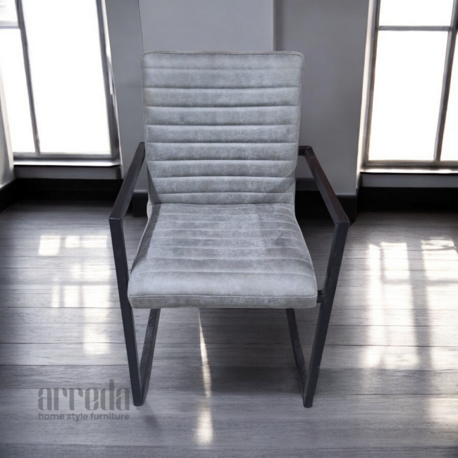 Scaun de piele regenerată sabina piele bull grey