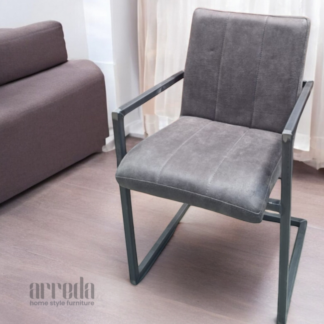 Scaun de piele regenerată safira bul antracit