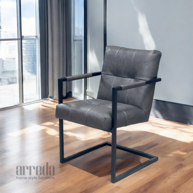 Scaun de piele oli relax antracit