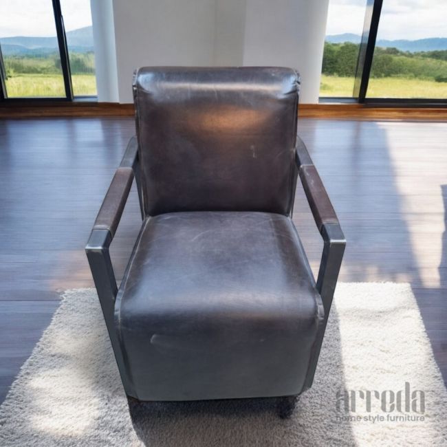 Fotoliu din piele naturală dixie piele industrial dark brown