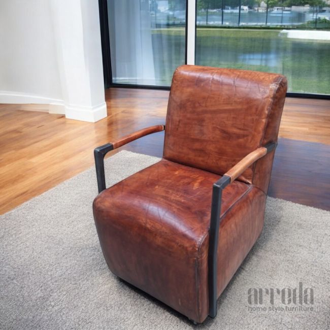 Fotoliu din piele naturală fatboy piele industrial cognac