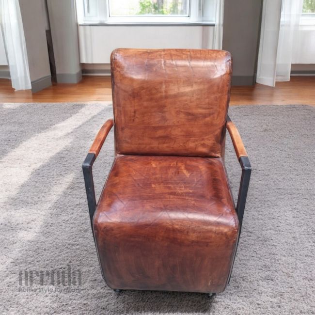 Fotoliu din piele naturală fatboy piele industrial cognac