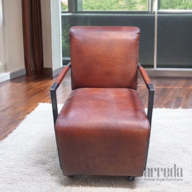 Fotoliu din piele naturală fatboy piele industrial cognac