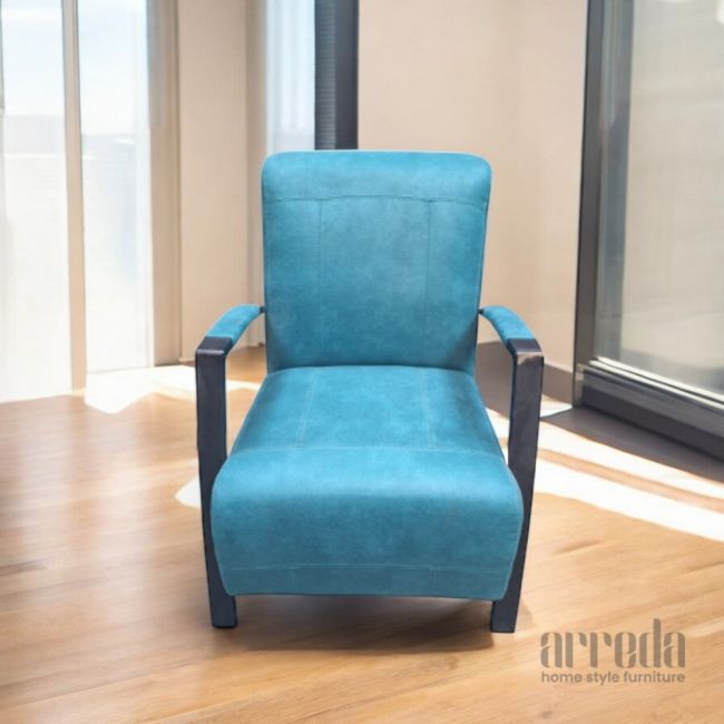 Fotoliu din piele naturală como piele africa blue