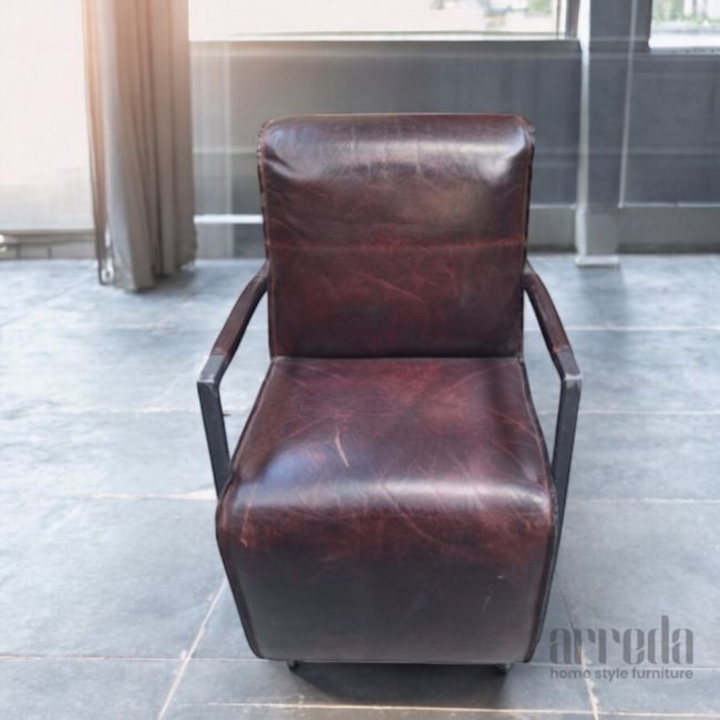Fotoliu din piele naturală dixie piele industrial tabaco
