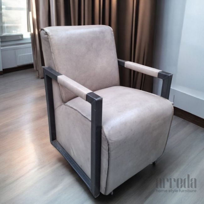 Fotoliu din piele naturală dixie piele industrial vintage grey