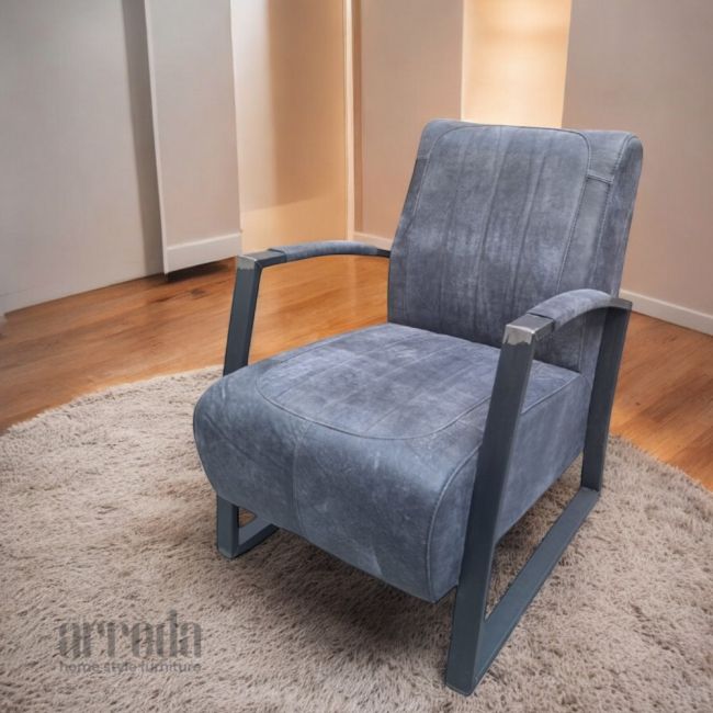 Fotoliu din piele naturală como piele africa dark blue