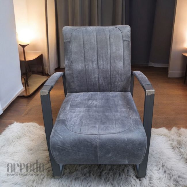 Fotoliu din piele naturală como piele africa dark blue