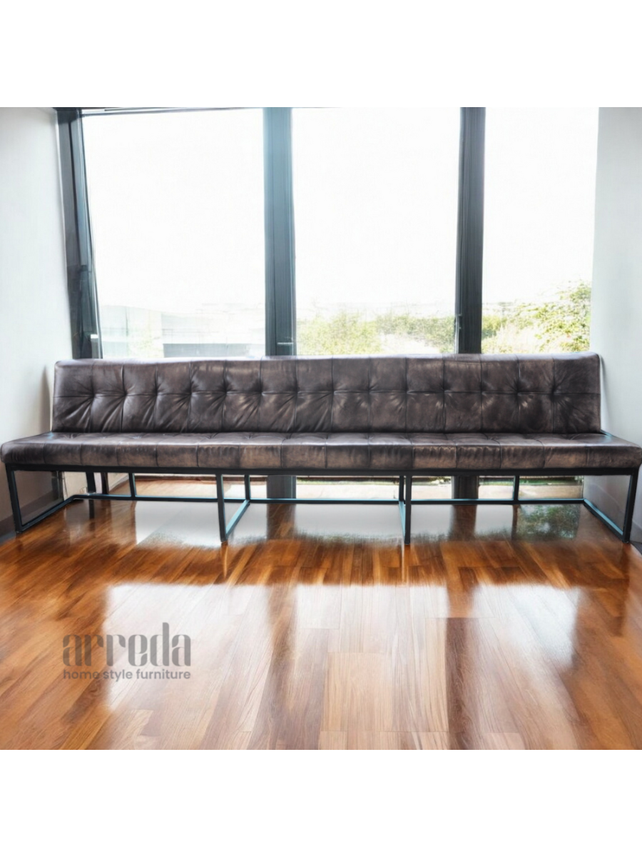 Banchetă piele naturală olli 306 cm piele industrial cuba