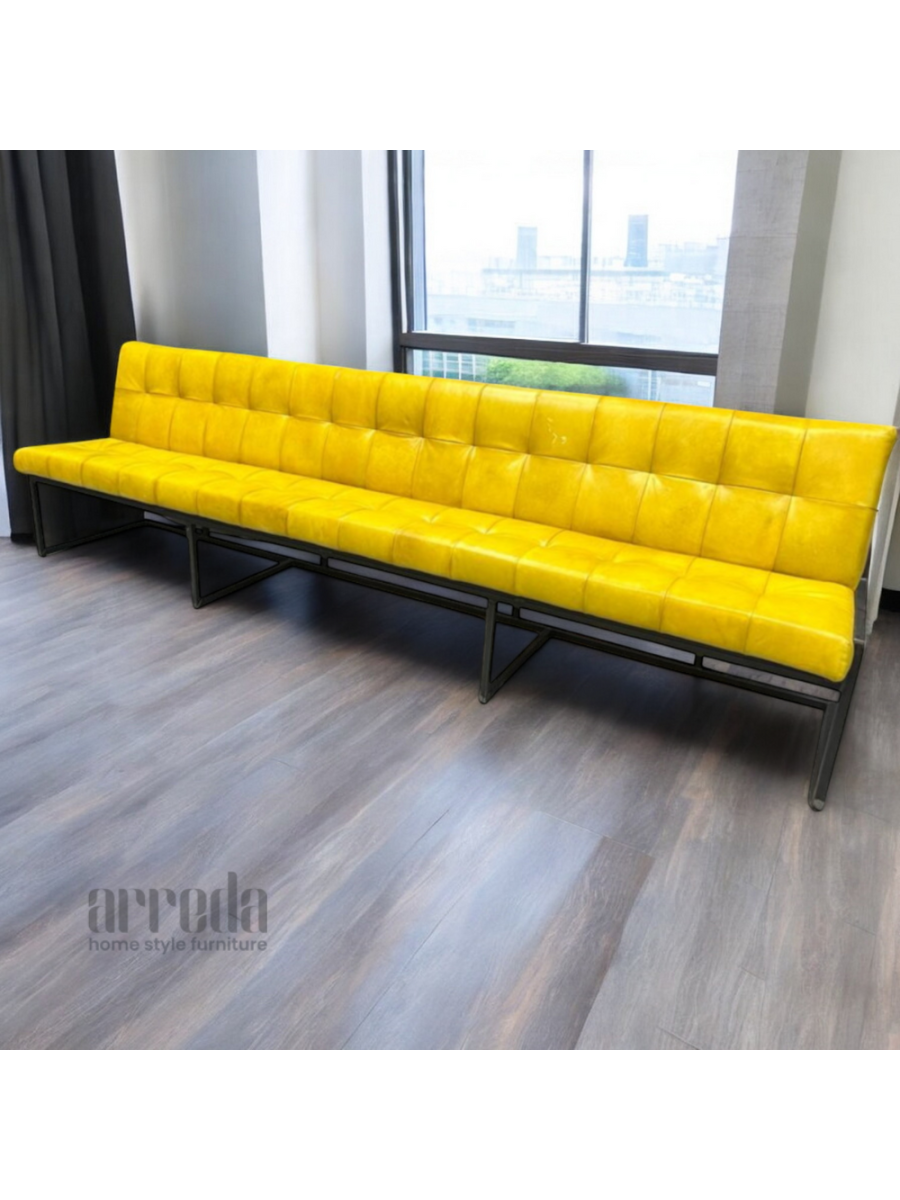 Banchetă piele naturală olli 306 cm piele industrial lime